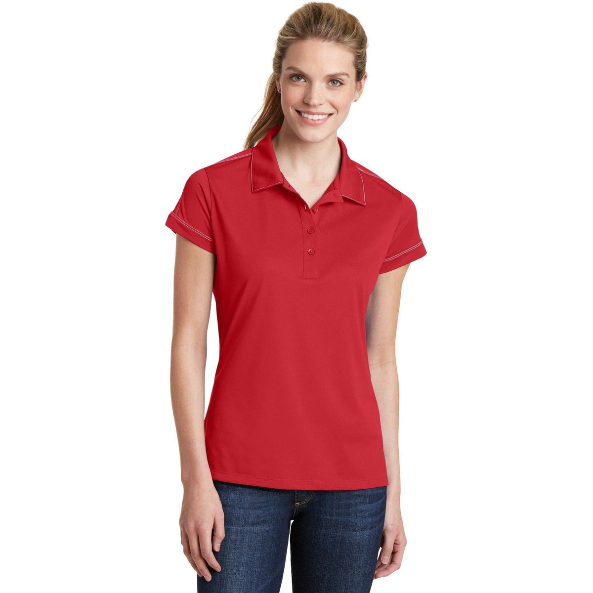no-logo Sport-Tek Women's Contrast Stitch Polo-Active-Sport-Tek-Thread Logic