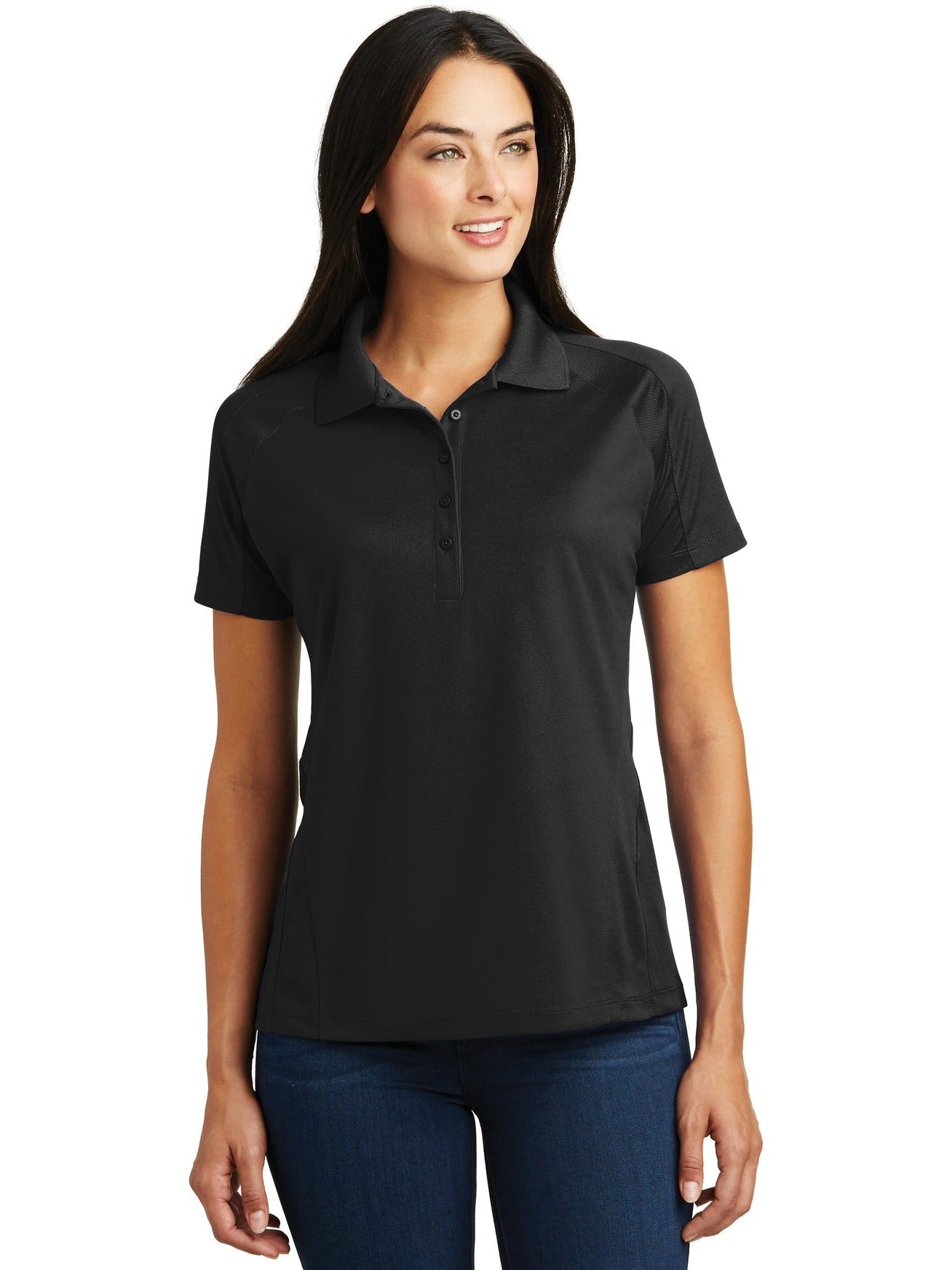  Sport-Tek Ladies Dri-Mesh Pro Polo-Regular-Sport-Tek-Black-S-Thread Logic