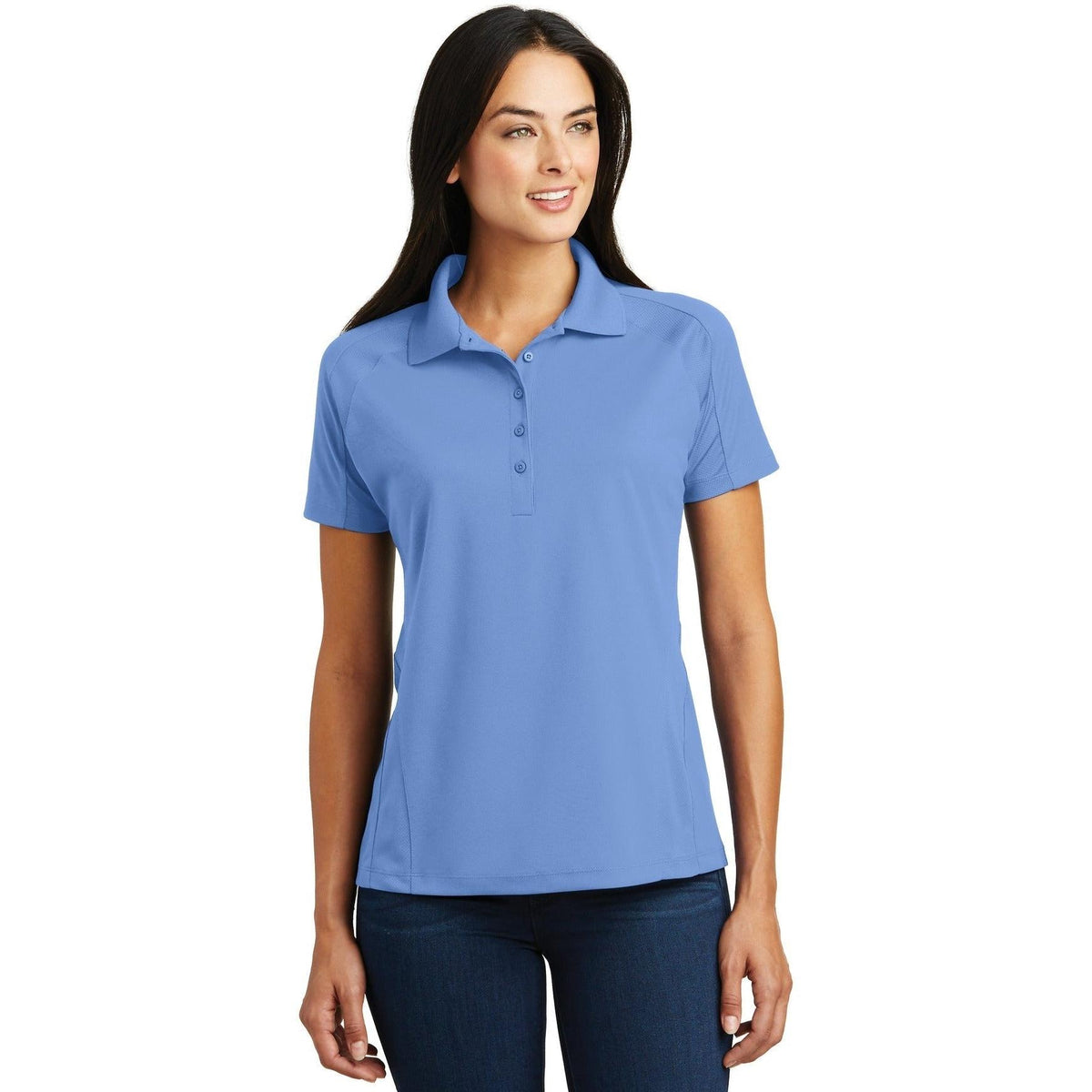 logo-left  Sport-Tek Ladies Dri-Mesh Pro Polo-Regular-Sport-Tek-Carolina Blue-S-Thread Logic