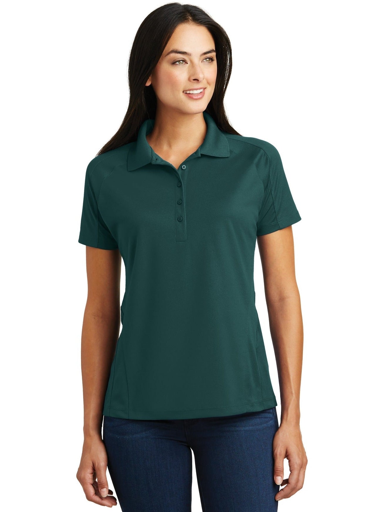  Sport-Tek Ladies Dri-Mesh Pro Polo-Regular-Sport-Tek-Dark Green-S-Thread Logic