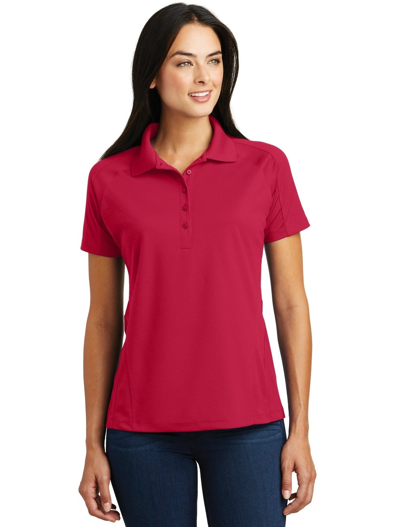  Sport-Tek Ladies Dri-Mesh Pro Polo-Regular-Sport-Tek-Engine Red-S-Thread Logic