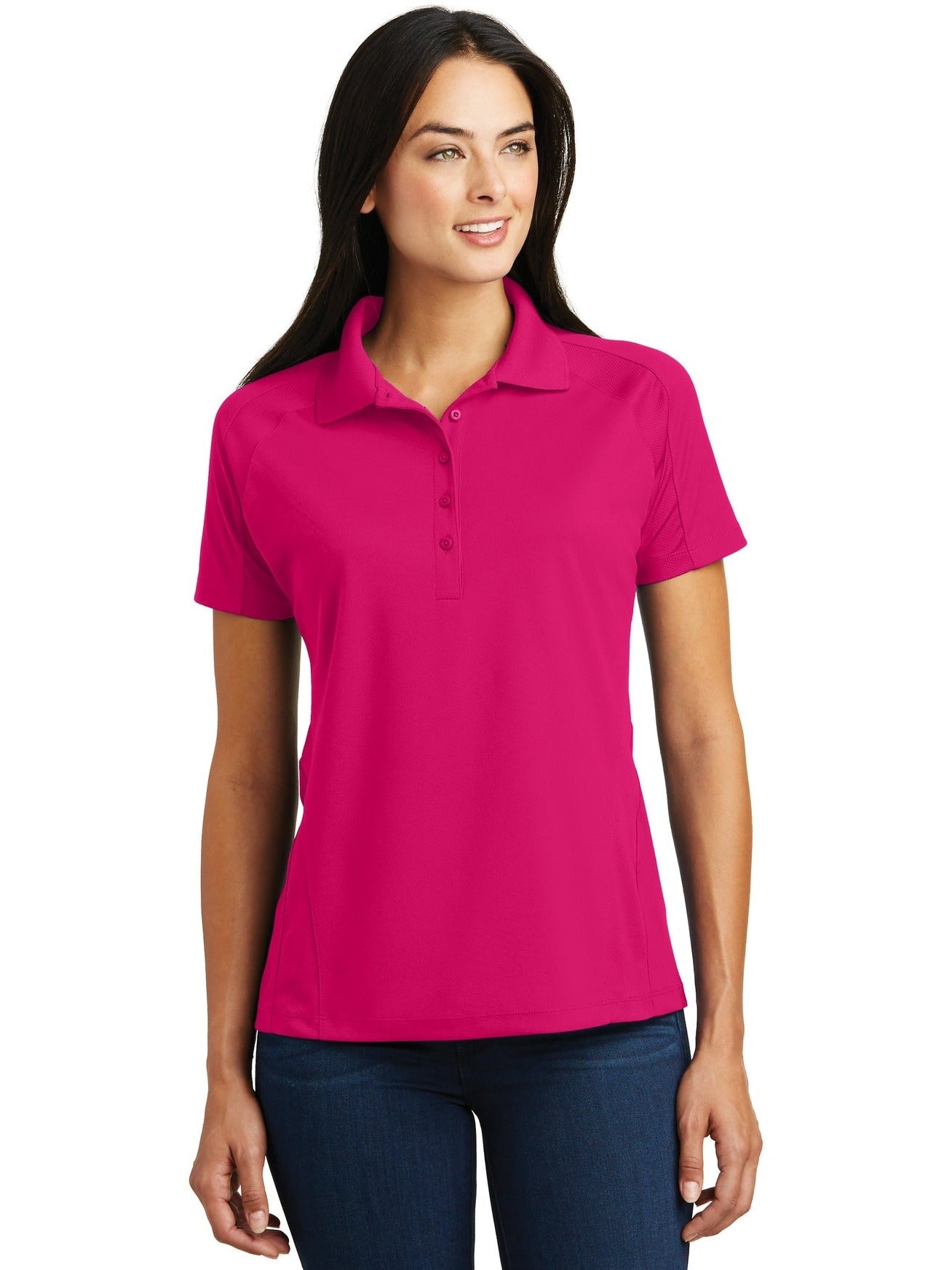  Sport-Tek Ladies Dri-Mesh Pro Polo-Regular-Sport-Tek-Pink Raspberry-S-Thread Logic
