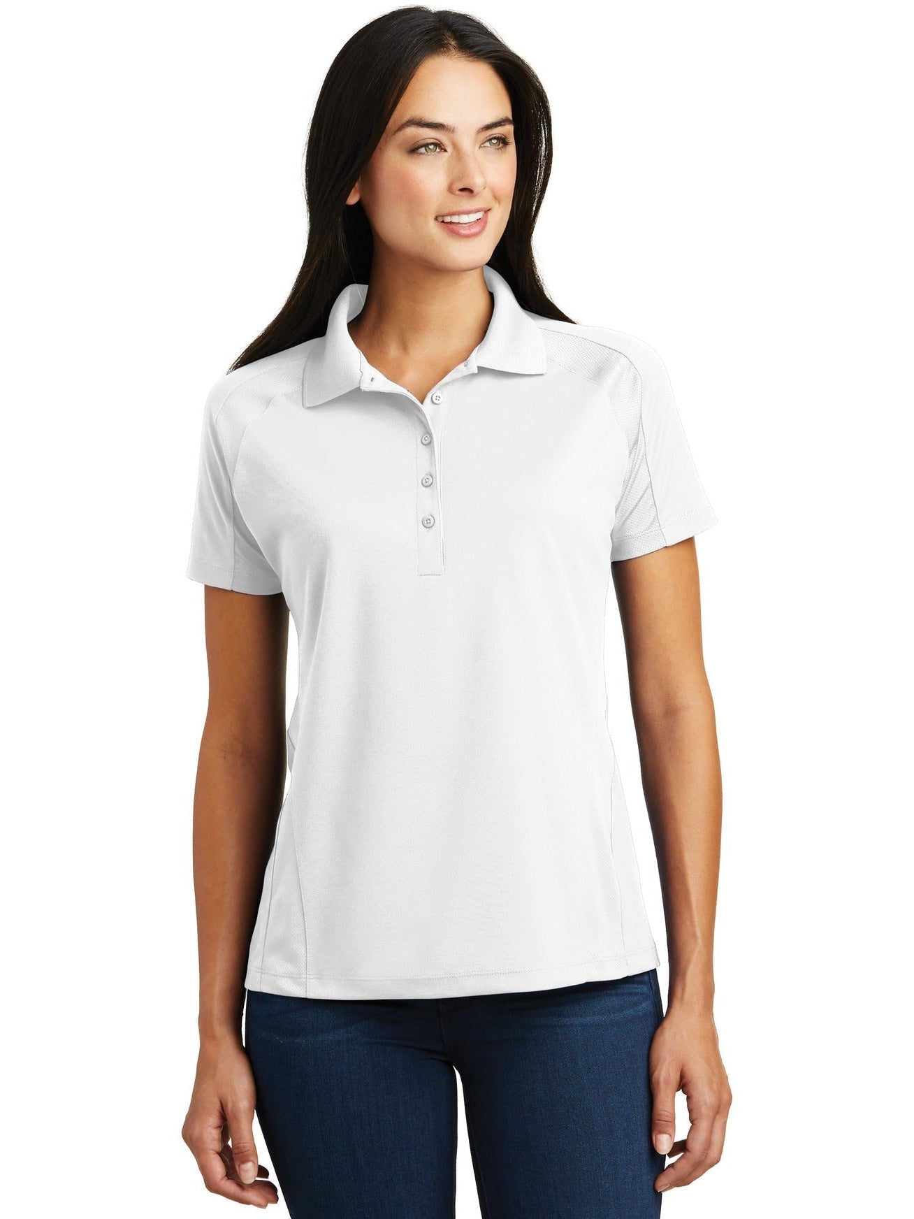  Sport-Tek Ladies Dri-Mesh Pro Polo-Regular-Sport-Tek-White-S-Thread Logic