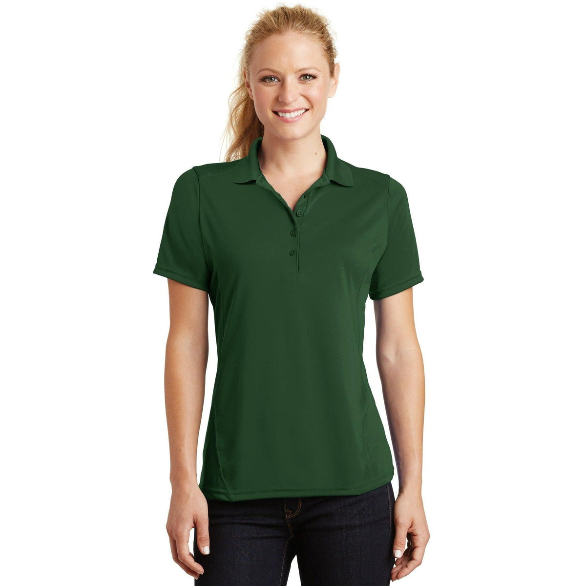 no-logo Sport-Tek Women's Dry Zone Raglan Accent Polo-Regular-Sport-Tek-Forest Green-S-Thread Logic