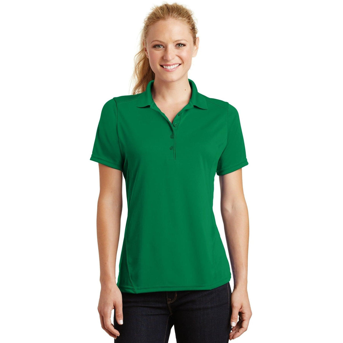 no-logo Sport-Tek Women's Dry Zone Raglan Accent Polo-Regular-Sport-Tek-Kelly Green-S-Thread Logic