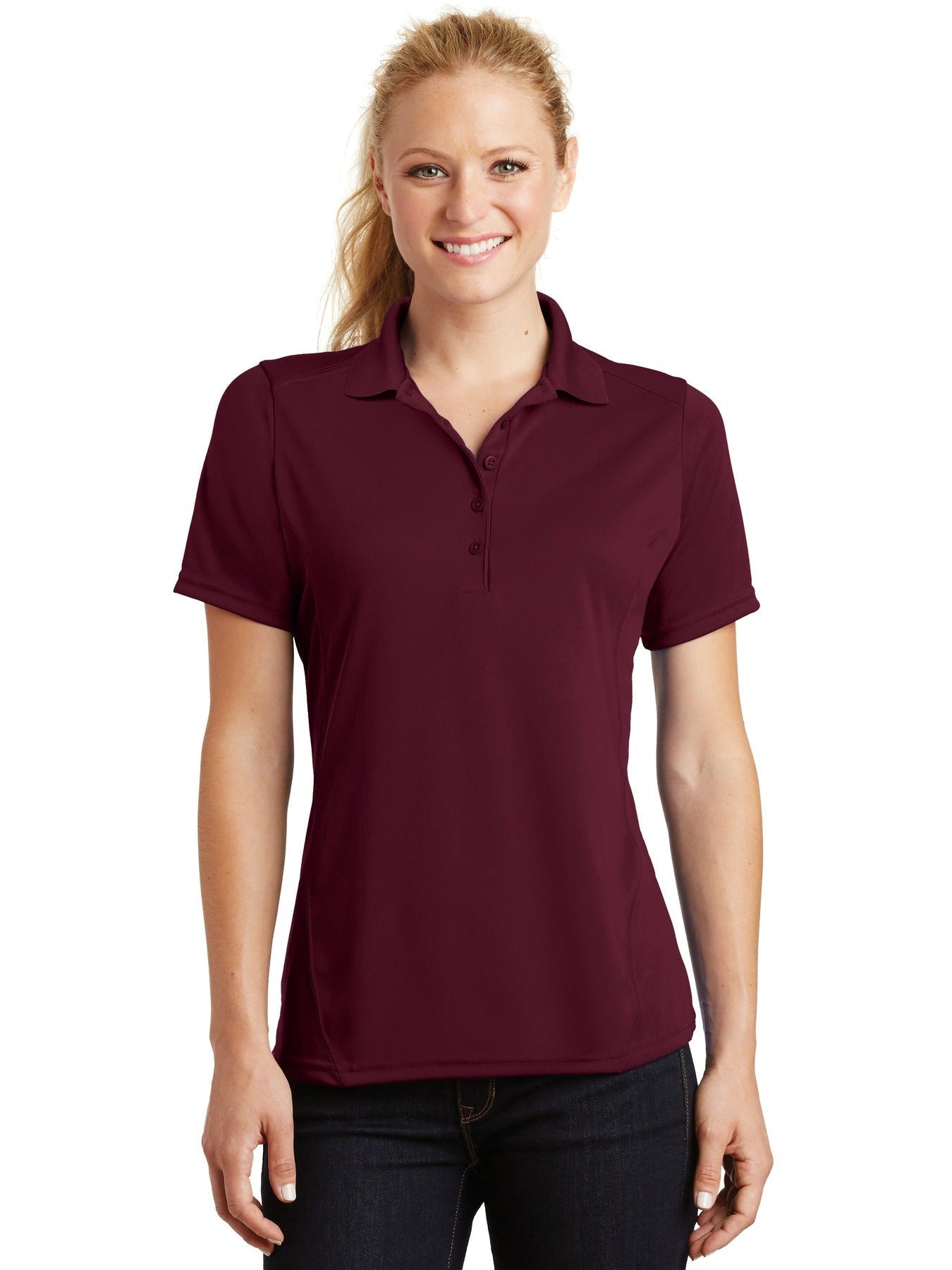  Sport-Tek Ladies Dry Zone Raglan Accent Polo-Regular-Sport-Tek-Maroon-S-Thread Logic