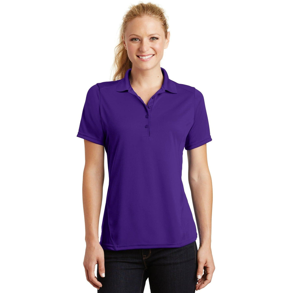 no-logo Sport-Tek Women's Dry Zone Raglan Accent Polo-Regular-Sport-Tek-Purple-S-Thread Logic