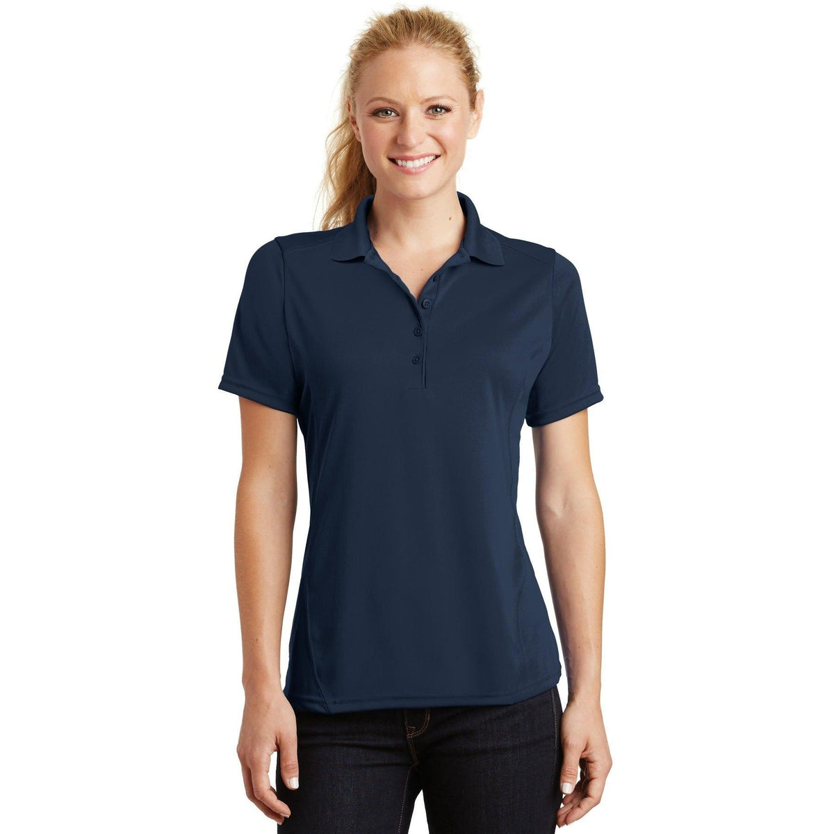 no-logo Sport-Tek Women's Dry Zone Raglan Accent Polo-Regular-Sport-Tek-True Navy-S-Thread Logic