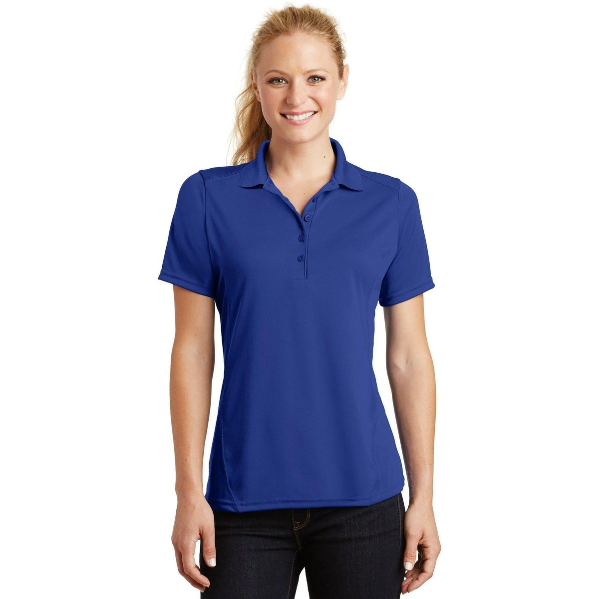 no-logo Sport-Tek Women's Dry Zone Raglan Accent Polo-Regular-Sport-Tek-True Royal-S-Thread Logic