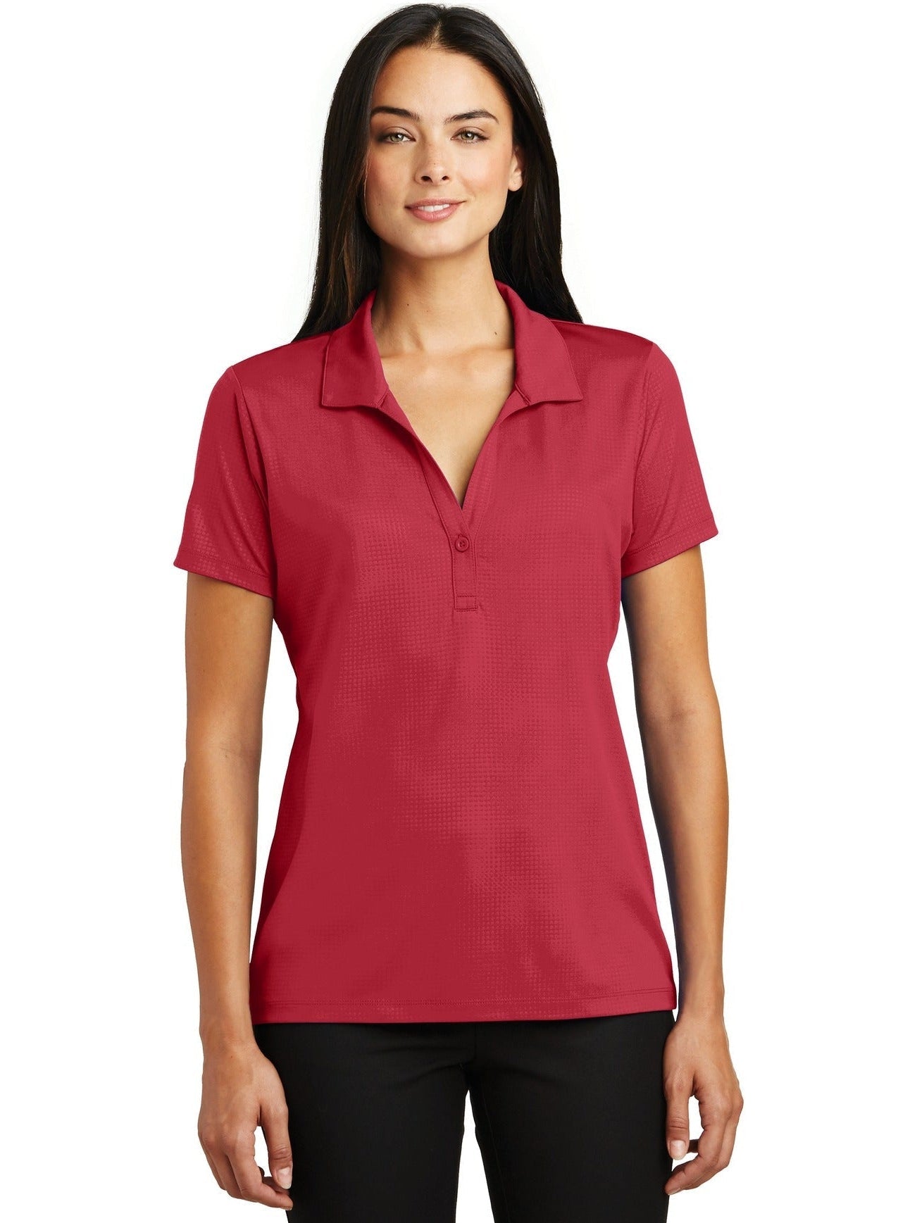 No-Logo CLOSEOUT - Sport-Tek Ladies Embossed Posicharge Tough Polo-Active-Sport-Tek-Deep Red-S-Thread Logic