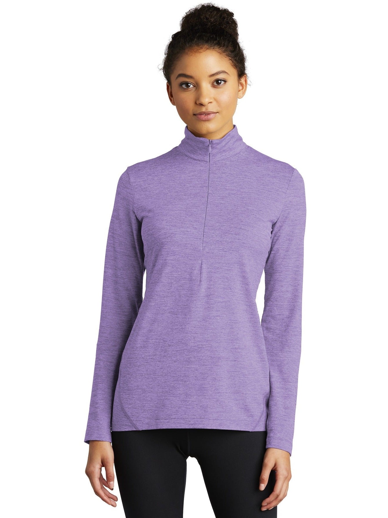  Sport-Tek Ladies Exchange 1.5 Long Sleeve 1/2-Zip-Regular-Sport-Tek-Hyacinth Heather-S-Thread Logic