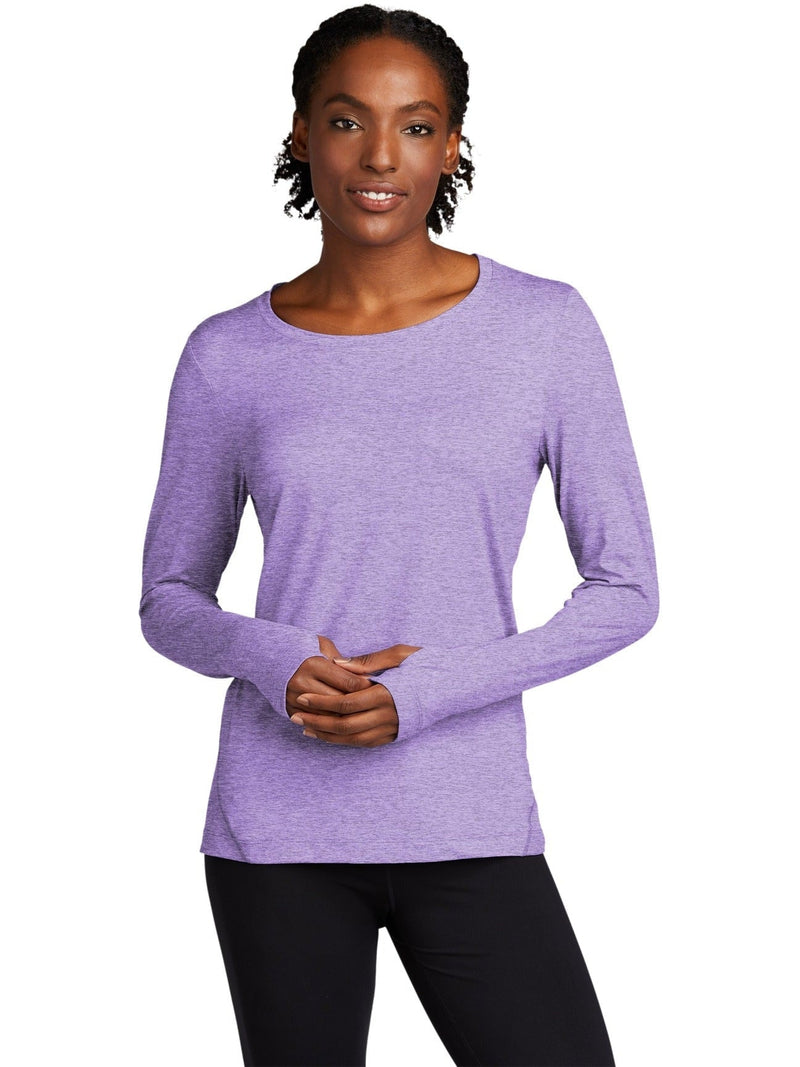  Sport-Tek Ladies Exchange 1.5 Long Sleeve Crew-Regular-Sport-Tek-Hyacinth Heather-S-Thread Logic