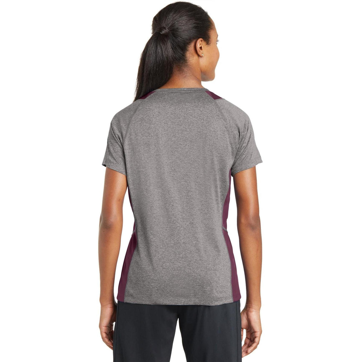 no-logo Sport-Tek Ladies Heather Colorblock Contender V-Neck Tee-Active-Sport-Tek-Thread Logic