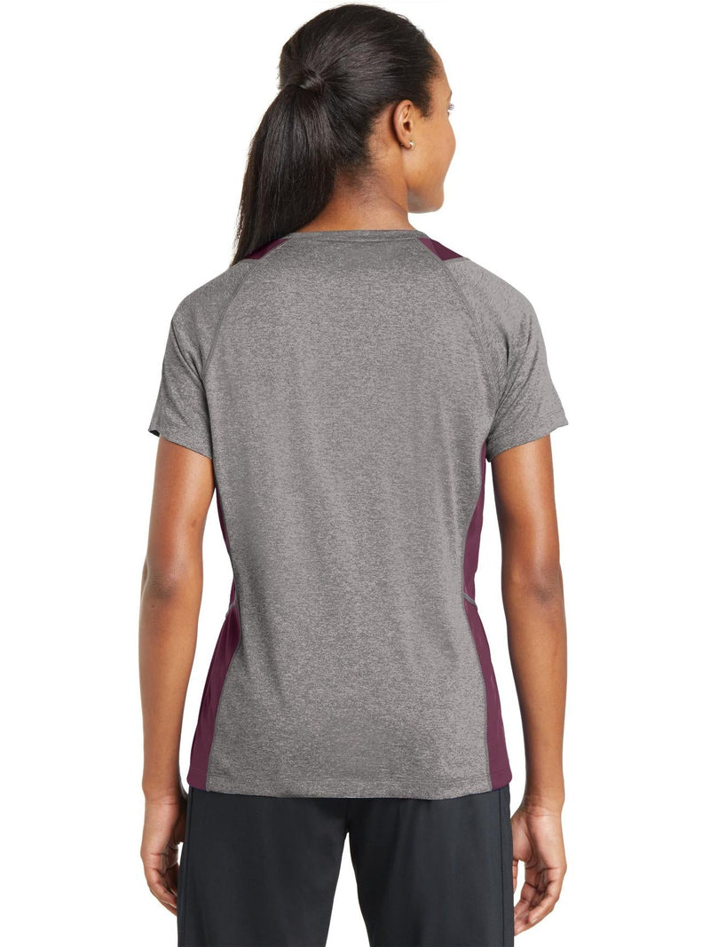 no-logo Sport-Tek Ladies Heather Colorblock Contender V-Neck Tee-Active-Sport-Tek-Thread Logic