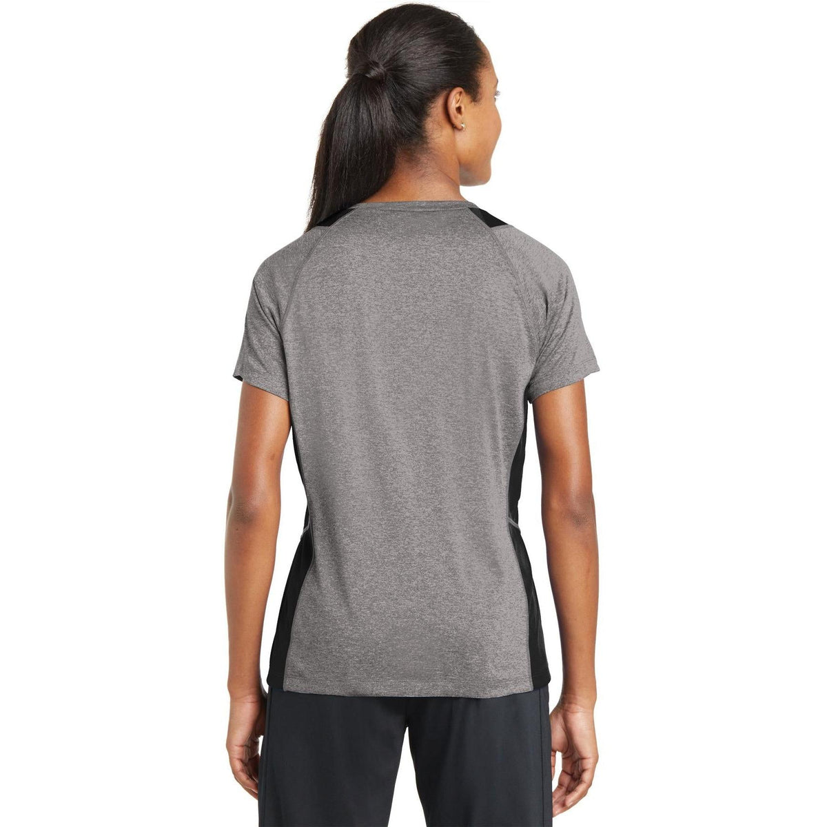 no-logo Sport-Tek Ladies Heather Colorblock Contender V-Neck Tee-Active-Sport-Tek-Thread Logic