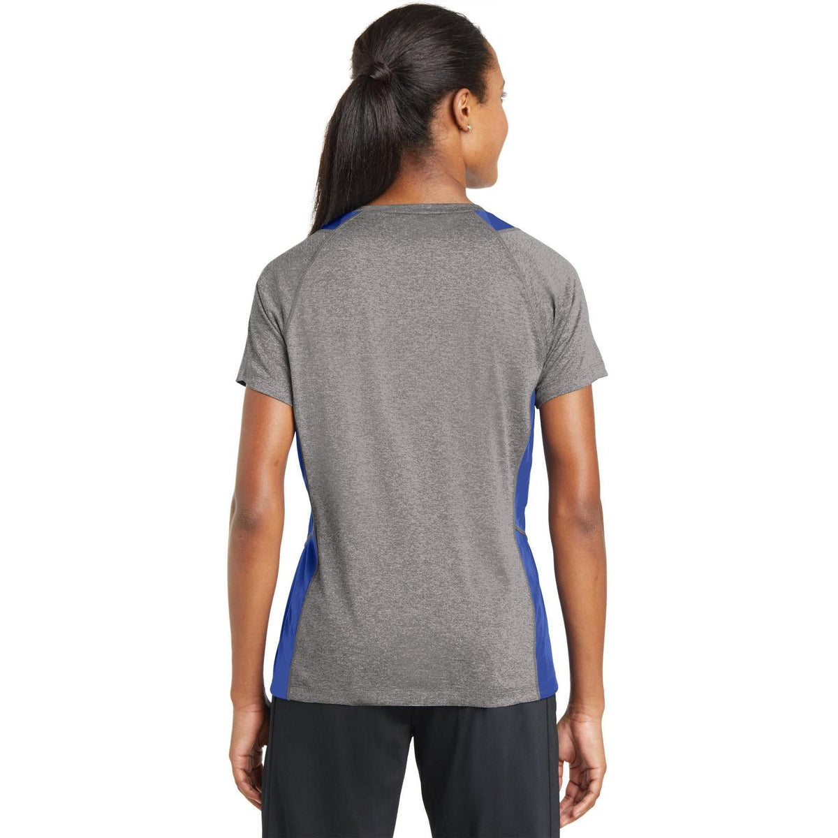 no-logo Sport-Tek Ladies Heather Colorblock Contender V-Neck Tee-Active-Sport-Tek-Thread Logic