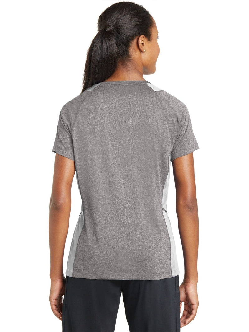 no-logo Sport-Tek Ladies Heather Colorblock Contender V-Neck Tee-Active-Sport-Tek-Thread Logic