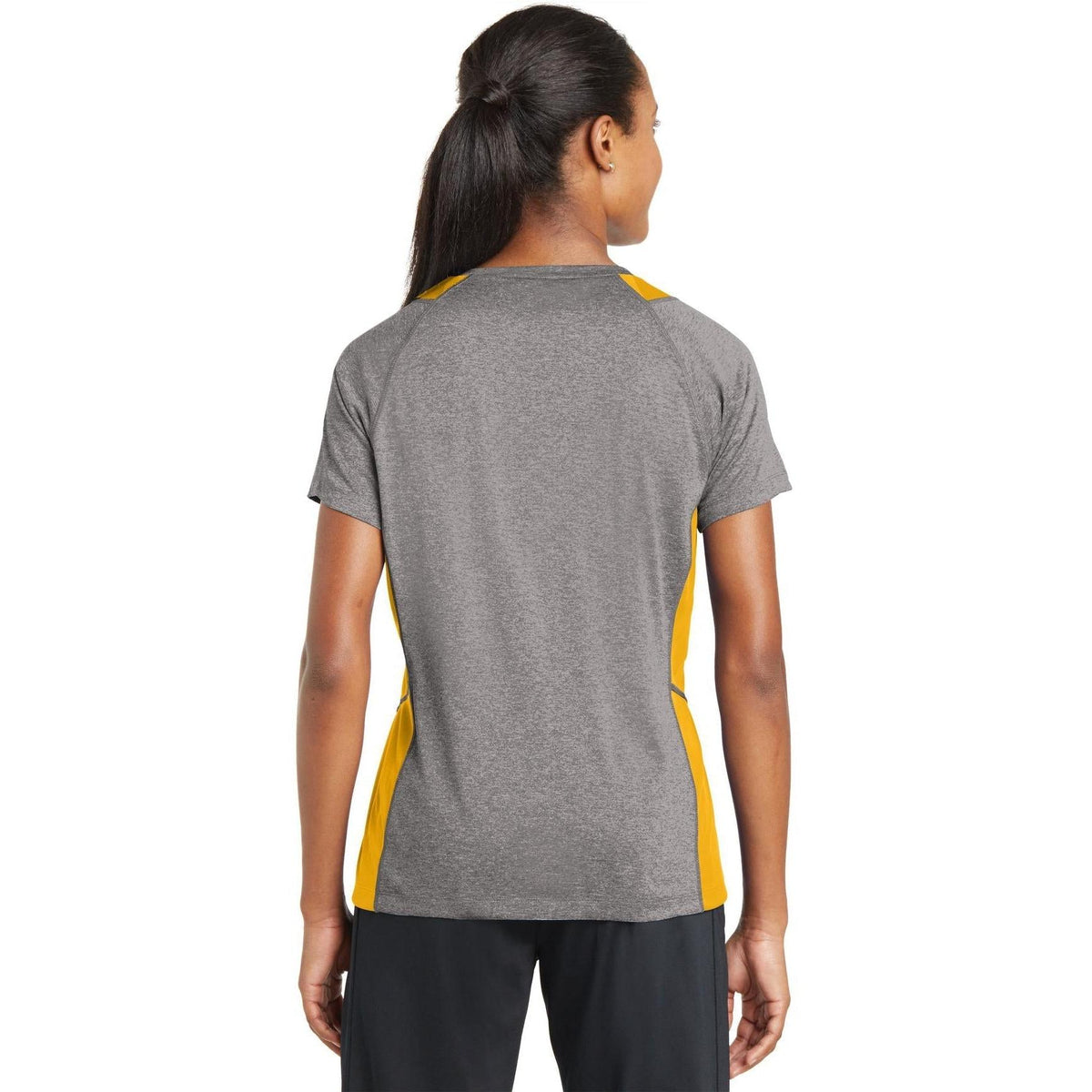 no-logo Sport-Tek Ladies Heather Colorblock Contender V-Neck Tee-Active-Sport-Tek-Thread Logic