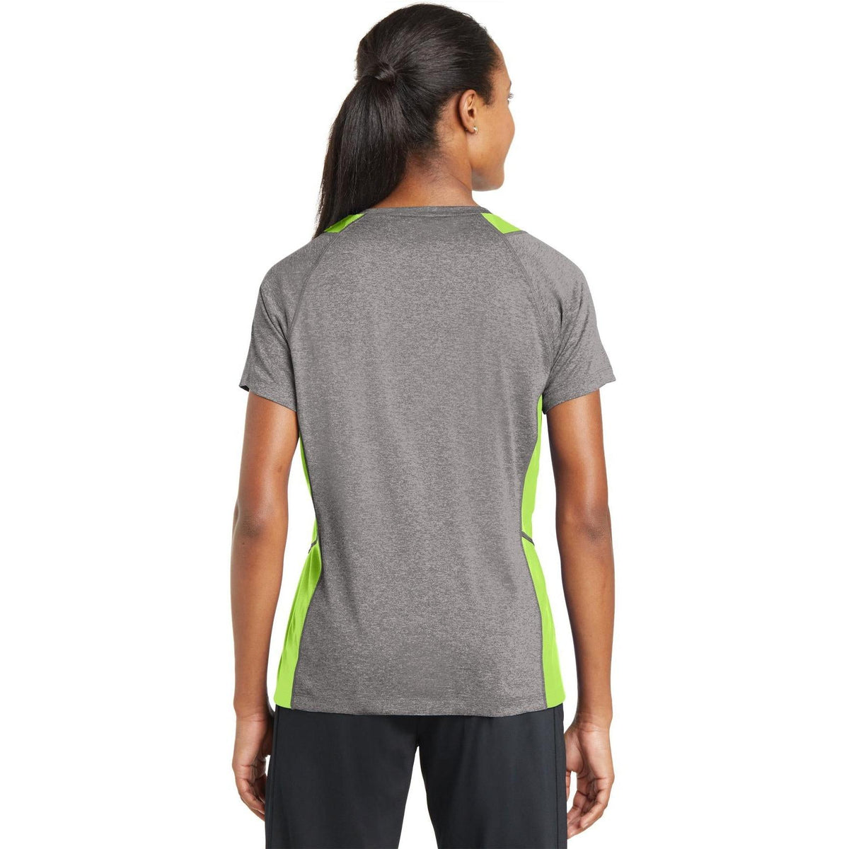 no-logo Sport-Tek Ladies Heather Colorblock Contender V-Neck Tee-Active-Sport-Tek-Thread Logic