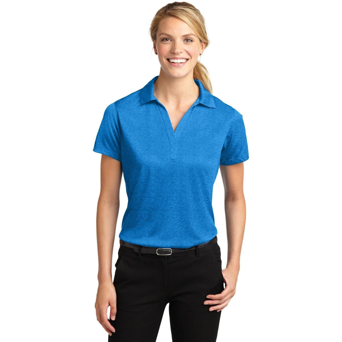 no-logo  Sport-Tek Ladies Heather Contender Polo-Regular-Sport-Tek-Blue Wake Heather-S-Thread Logic