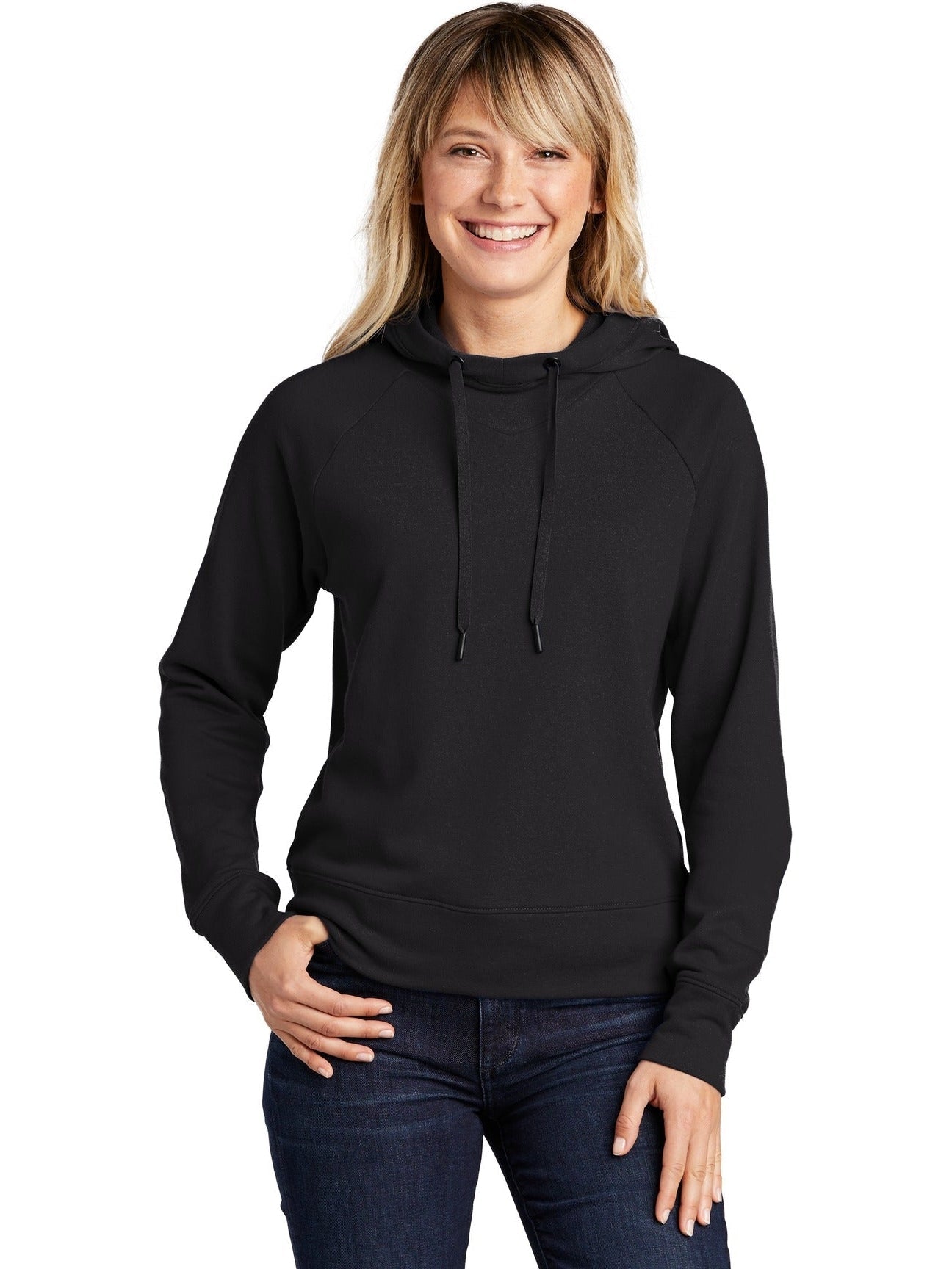 No-Logo CLOSEOUT - Sport-Tek Ladies Lightweight French Terry Pullover Hoodie-Hoodies-Sport-Tek-Black-S-Thread Logic