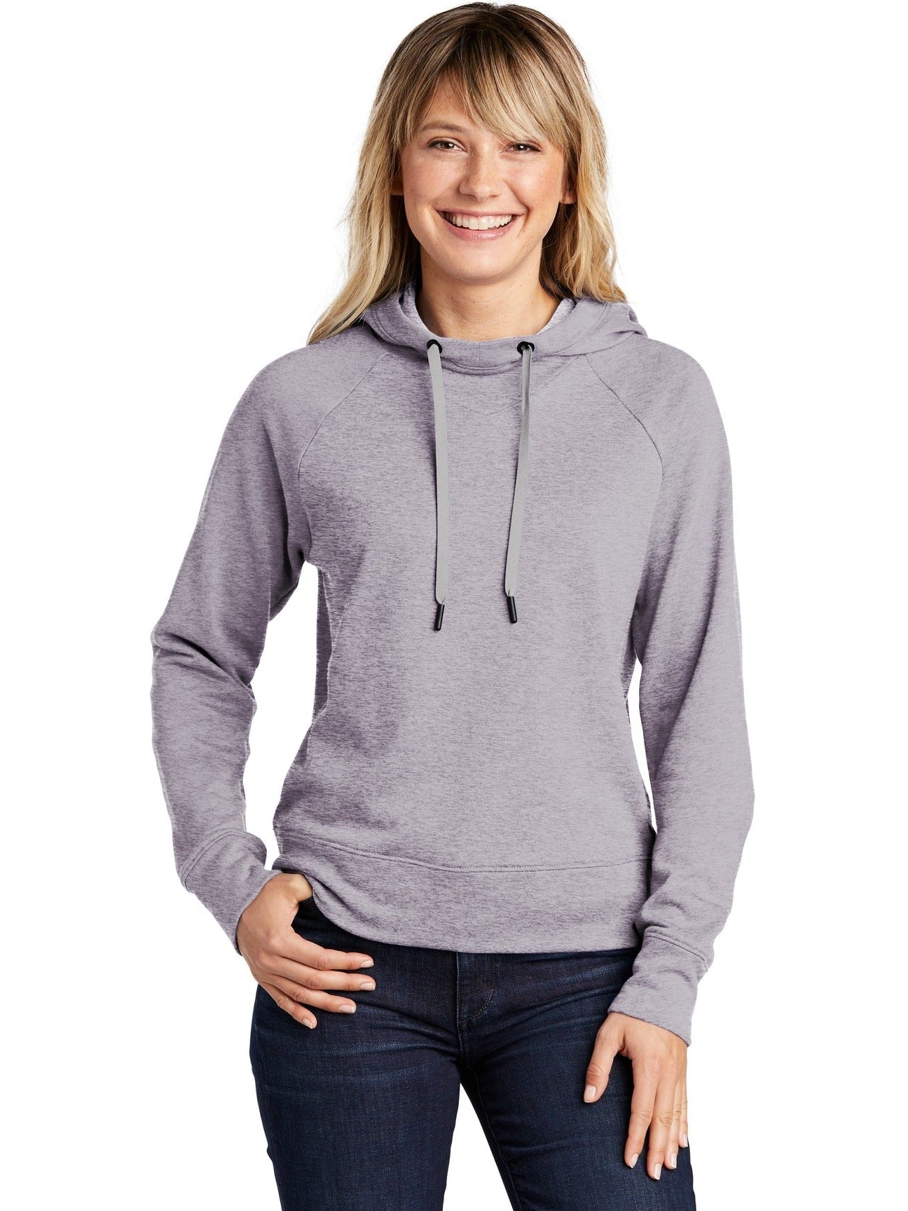 No-Logo CLOSEOUT - Sport-Tek Ladies Lightweight French Terry Pullover Hoodie-Hoodies-Sport-Tek-Heather Grey-S-Thread Logic