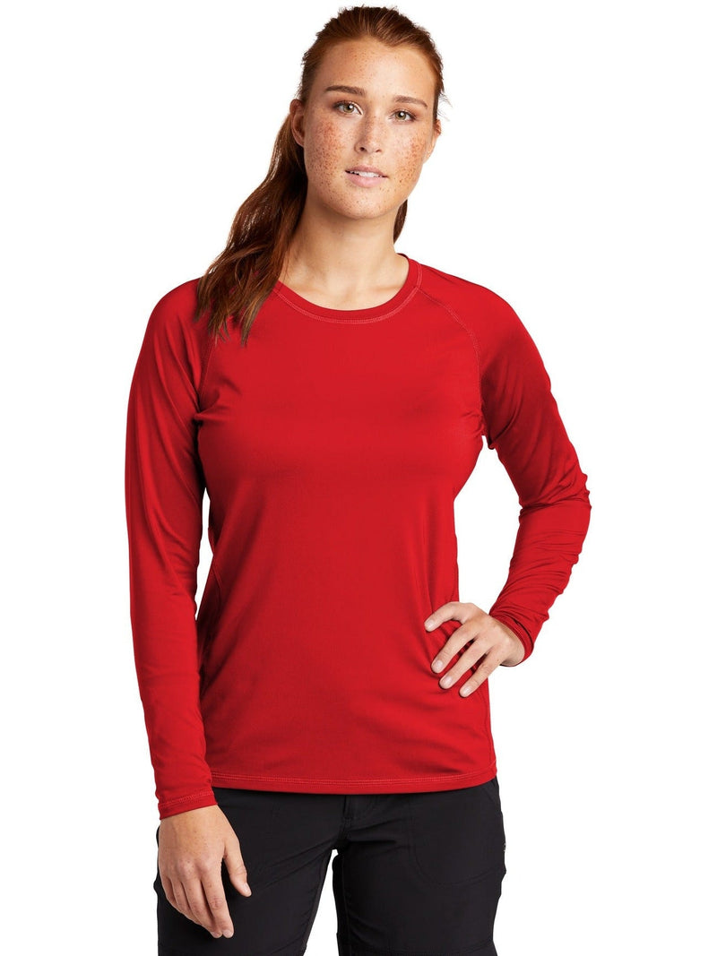  Sport-Tek Ladies Long Sleeve Rashguard Tee-Regular-Sport-Tek-True Red-S-Thread Logic