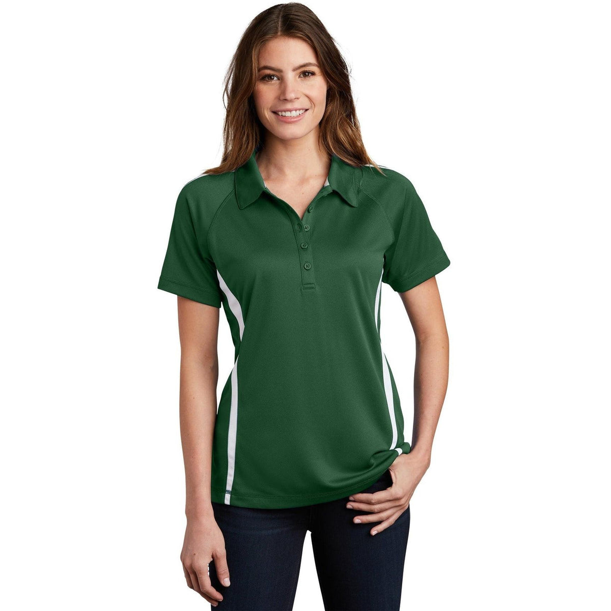 no-logo Sport-Tek Women's Micro-Mesh Colorblock Polo-Regular-Sport-Tek-Thread Logic
