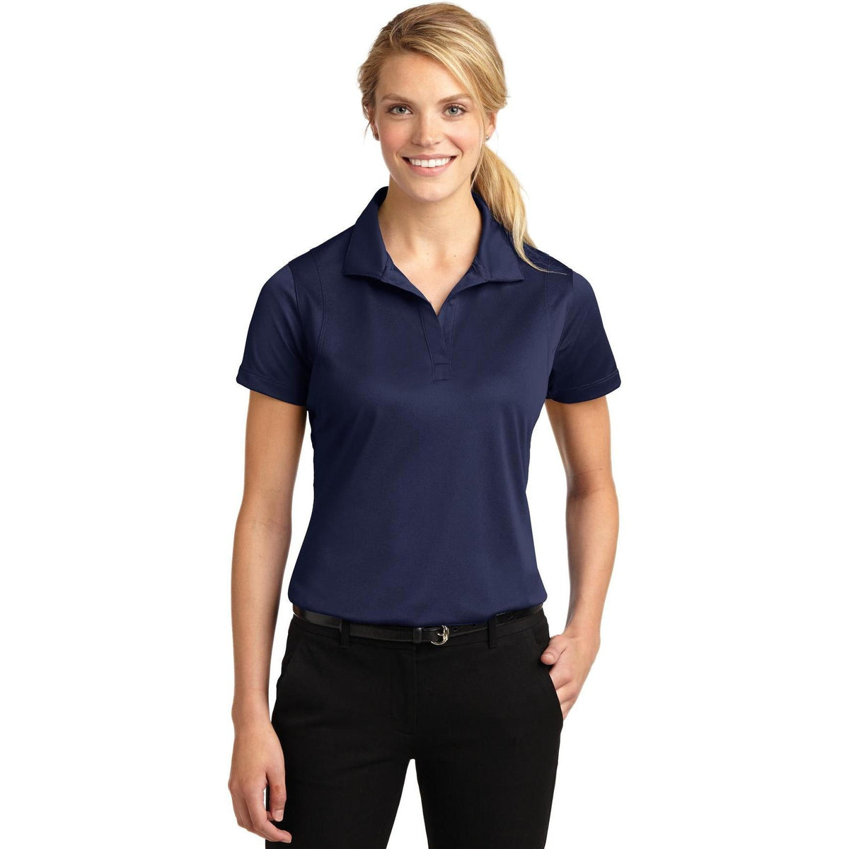 no-logo Sport-Tek Women's Micropique Sport-Wick Polo-Regular-Sport-Tek-True Navy-S-Thread Logic