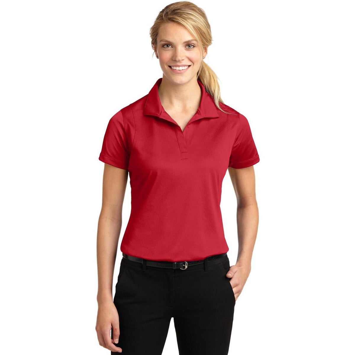 no-logo Sport-Tek Women's Micropique Sport-Wick Polo-Regular-Sport-Tek-True Red-S-Thread Logic
