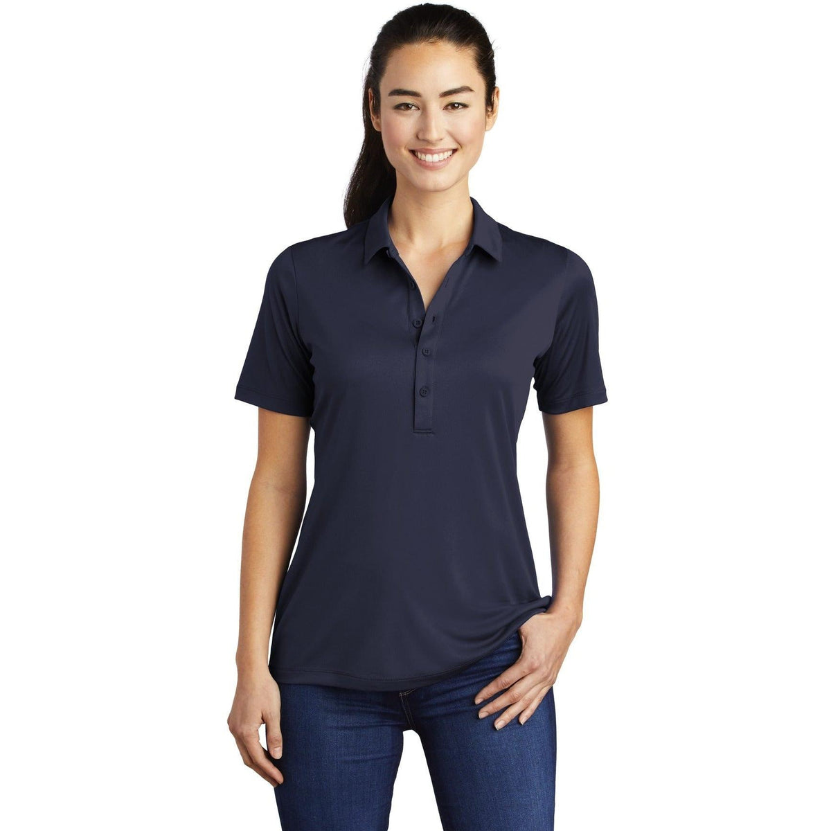no-logo  Sport-Tek Ladies Posi-UV Pro Polo-Regular-Sport-Tek-True Navy-S-Thread Logic