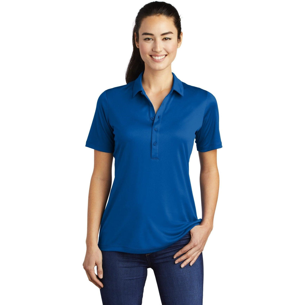 no-logo  Sport-Tek Ladies Posi-UV Pro Polo-Regular-Sport-Tek-True Royal-S-Thread Logic