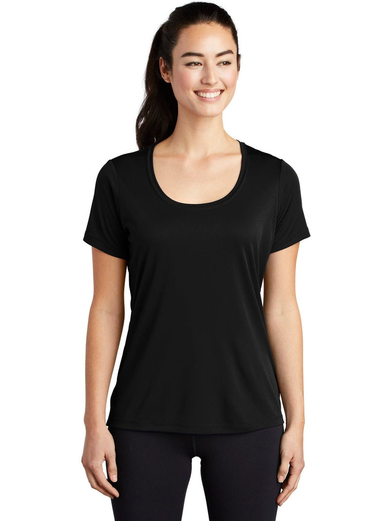  Sport-Tek Ladies Posi-Uv Pro Scoop Neck Tee-Active-Sport-Tek-Black-S-Thread Logic