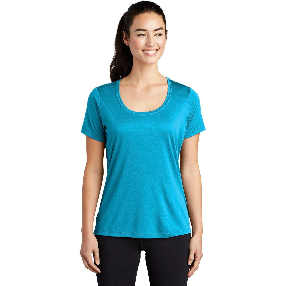 no-logo  Sport-Tek Ladies Posi-Uv Pro Scoop Neck Tee-Active-Sport-Tek-Sapphire-S-Thread Logic