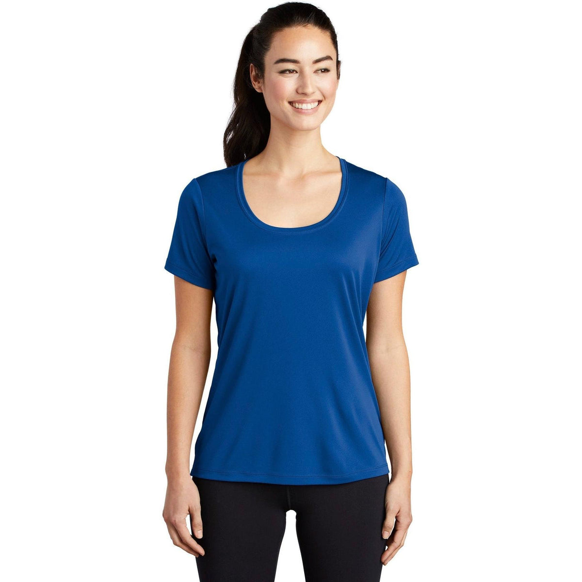 no-logo  Sport-Tek Ladies Posi-Uv Pro Scoop Neck Tee-Active-Sport-Tek-True Royal-S-Thread Logic