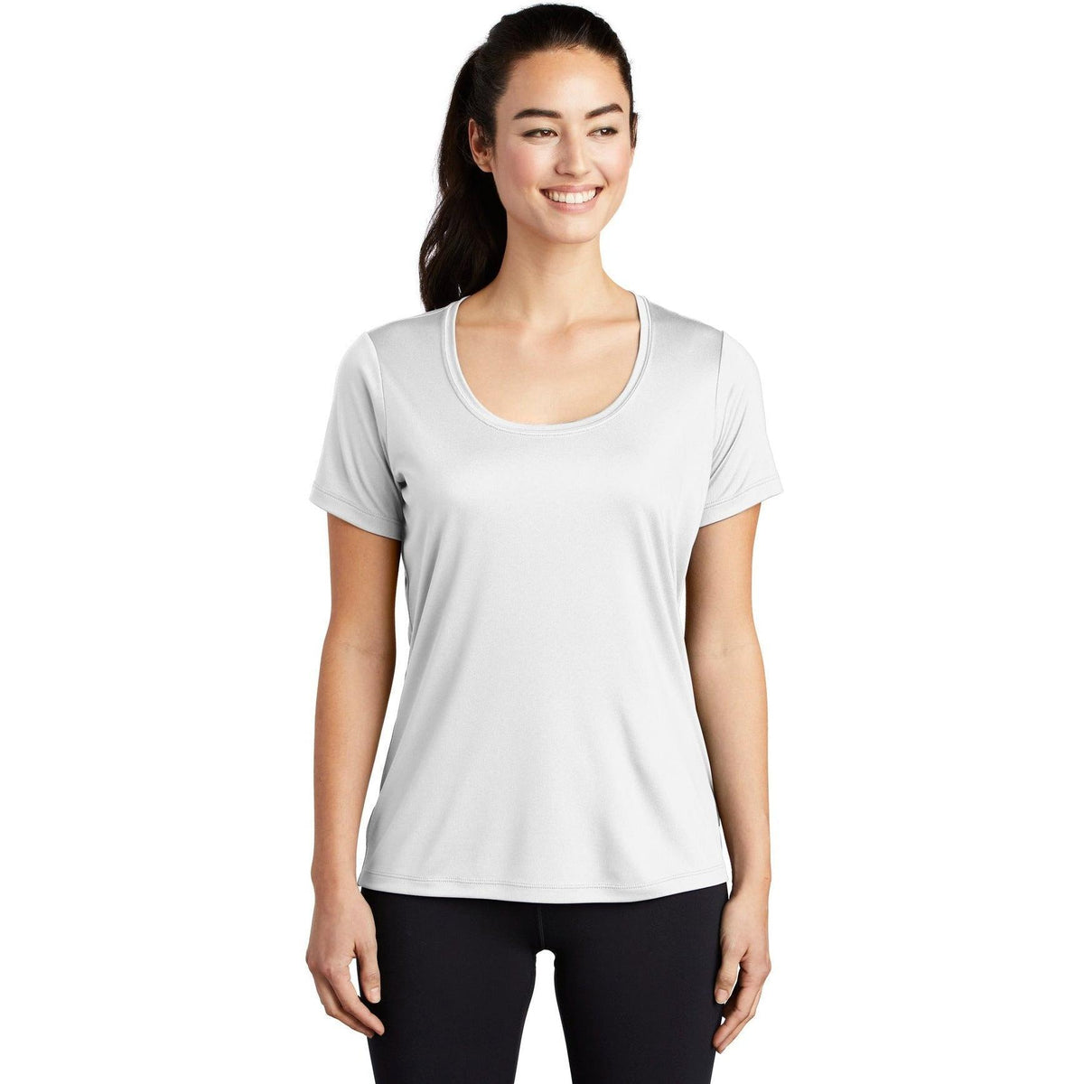 no-logo  Sport-Tek Ladies Posi-Uv Pro Scoop Neck Tee-Active-Sport-Tek-White-S-Thread Logic