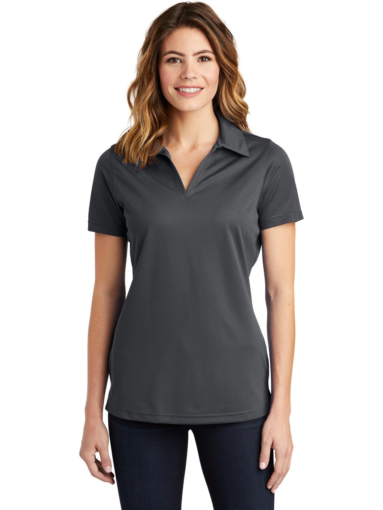  Sport-Tek Ladies PosiCharge Active Textured Polo-Regular-Sport-Tek-Iron Grey-S-Thread Logic