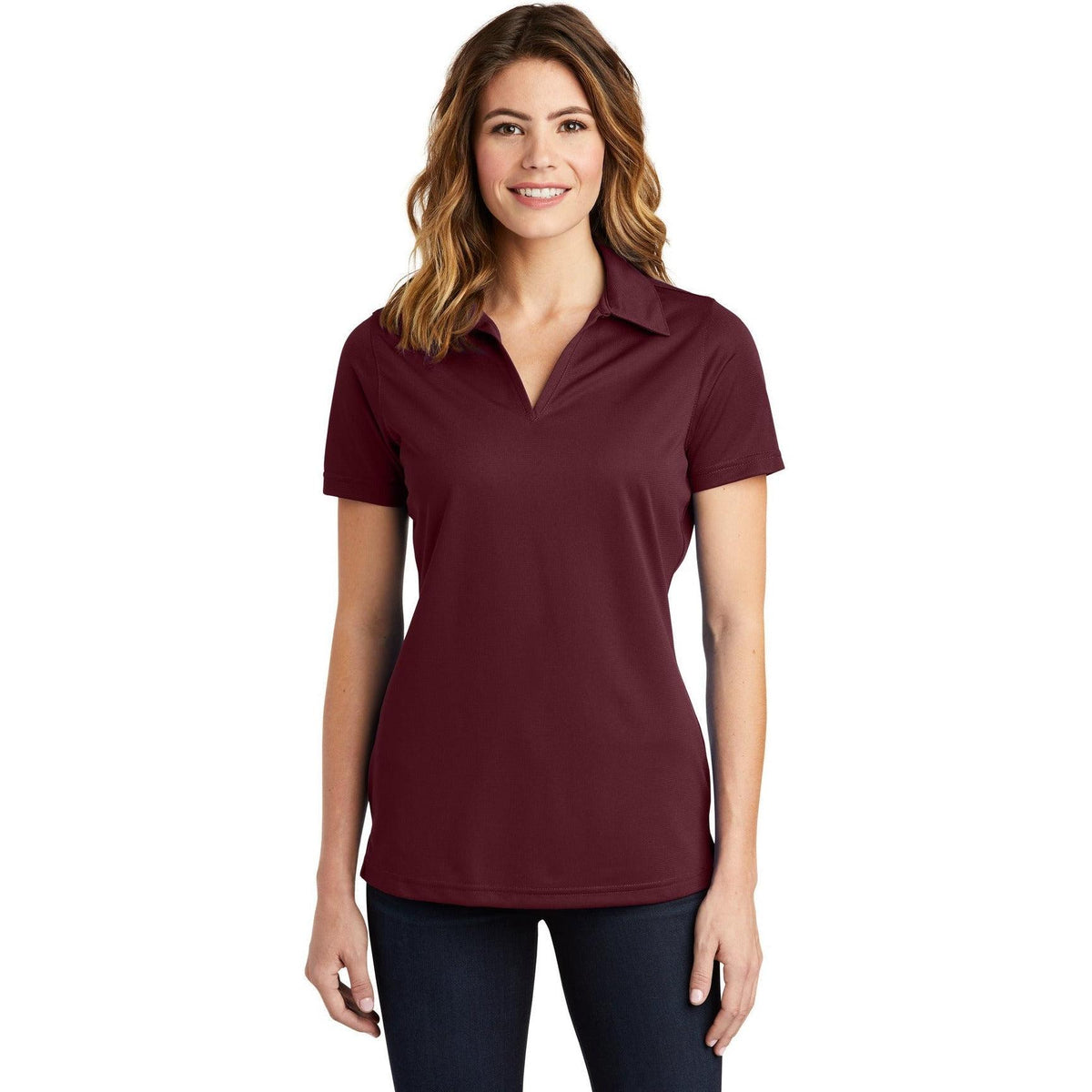 no-logo  Sport-Tek Ladies PosiCharge Active Textured Polo-Regular-Sport-Tek-Maroon-S-Thread Logic