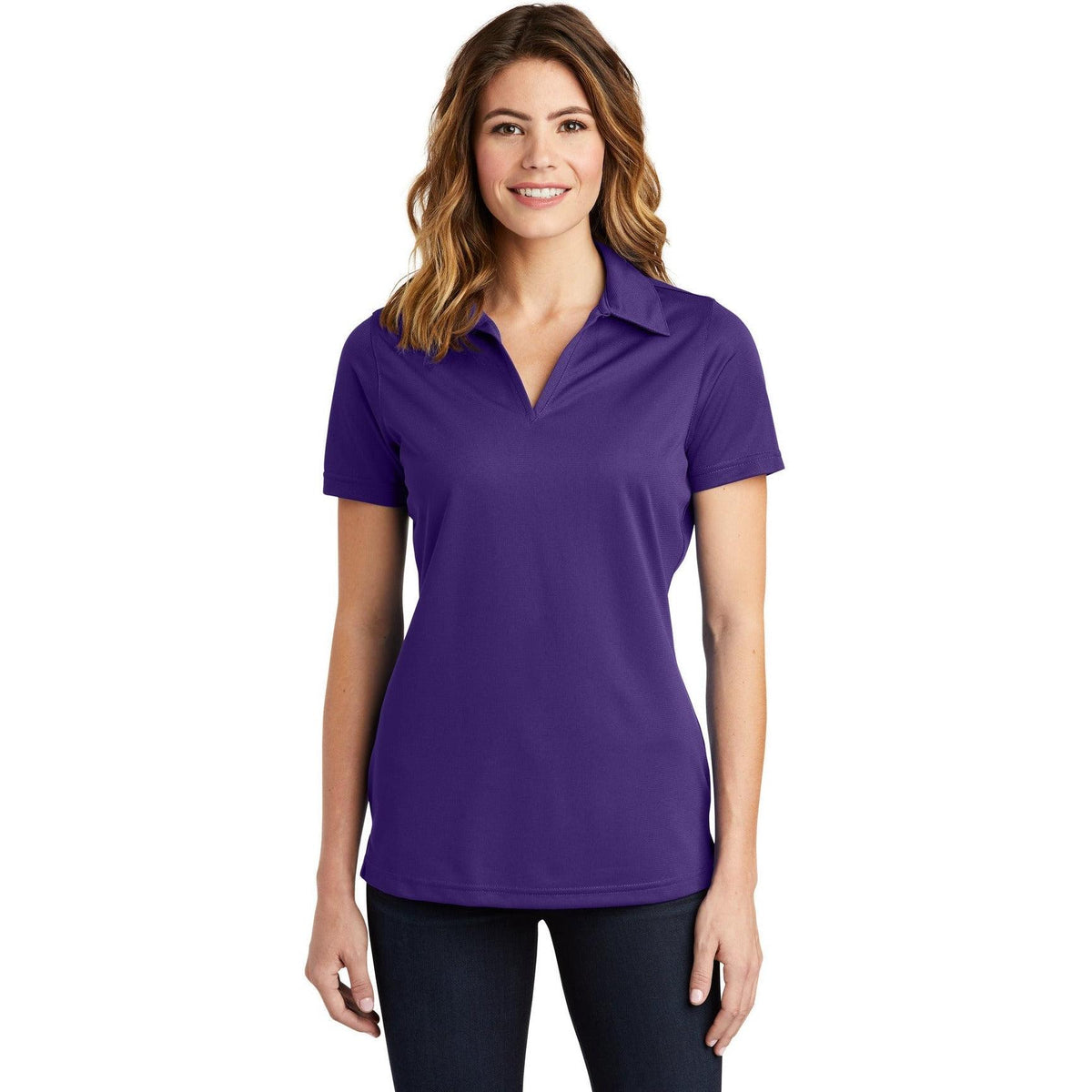 no-logo  Sport-Tek Ladies PosiCharge Active Textured Polo-Regular-Sport-Tek-Purple-S-Thread Logic