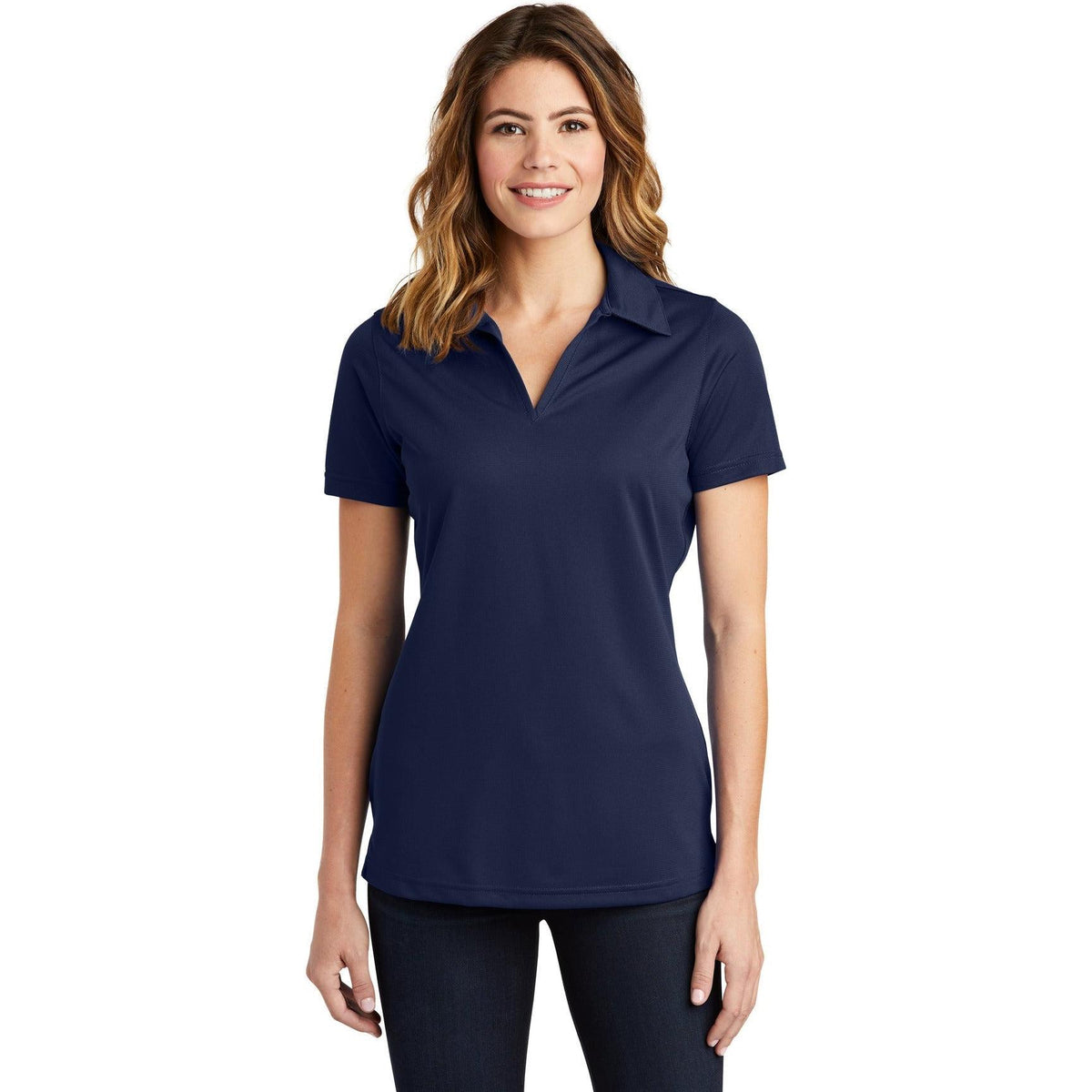 no-logo  Sport-Tek Ladies PosiCharge Active Textured Polo-Regular-Sport-Tek-True Navy-S-Thread Logic
