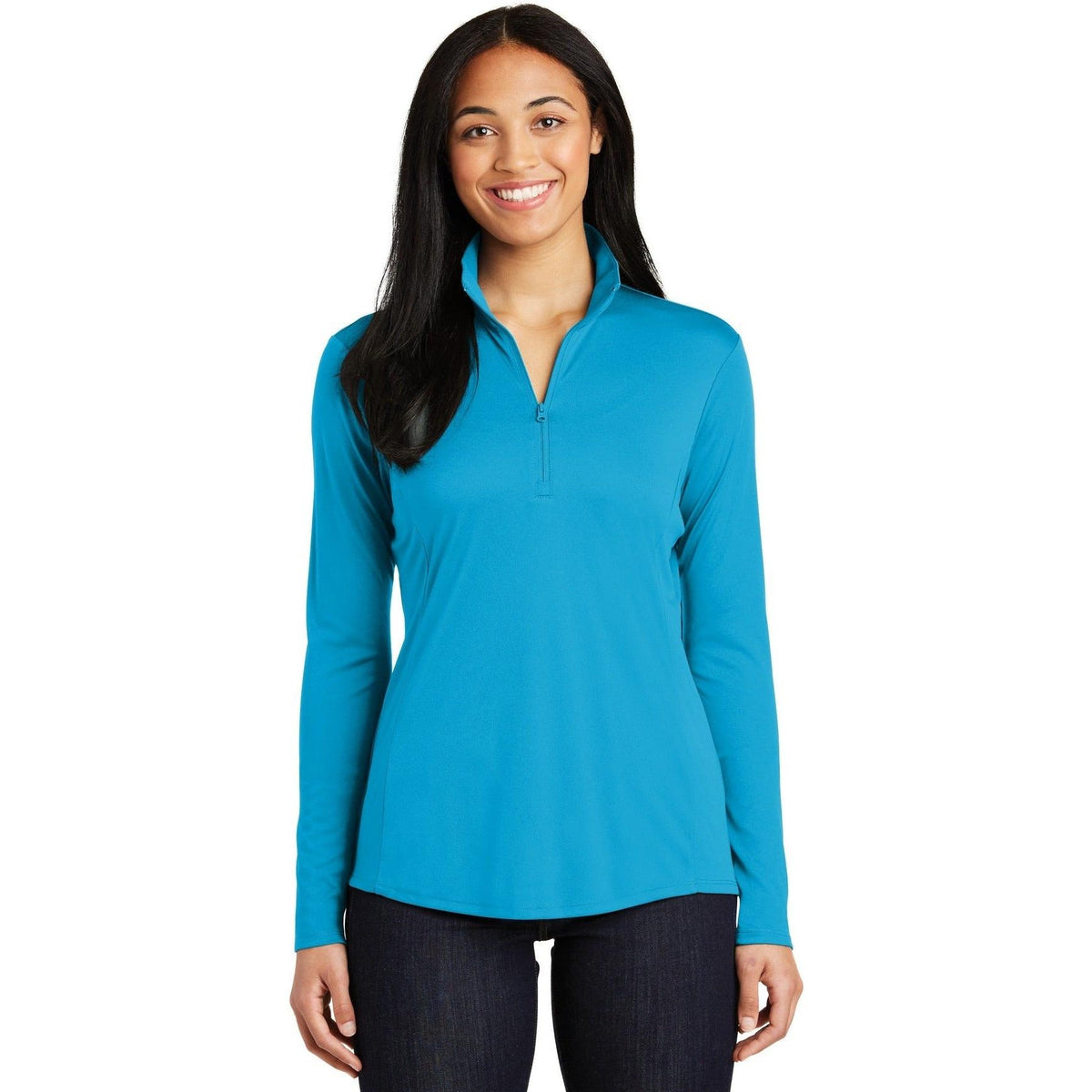 no-logo Sport-Tek Women's PosiCharge Competitor 1/4-Zip Pullover-Quarter Zips-Sport-Tek-Atomic Blue-XS-Thread Logic