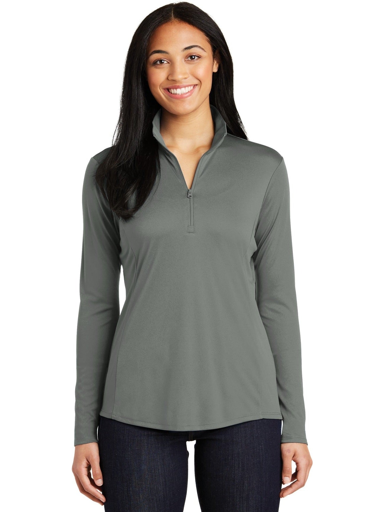  Sport-Tek Ladies PosiCharge Competitor 1/4-Zip Pullover-Regular-Sport-Tek-Grey Concrete-XS-Thread Logic