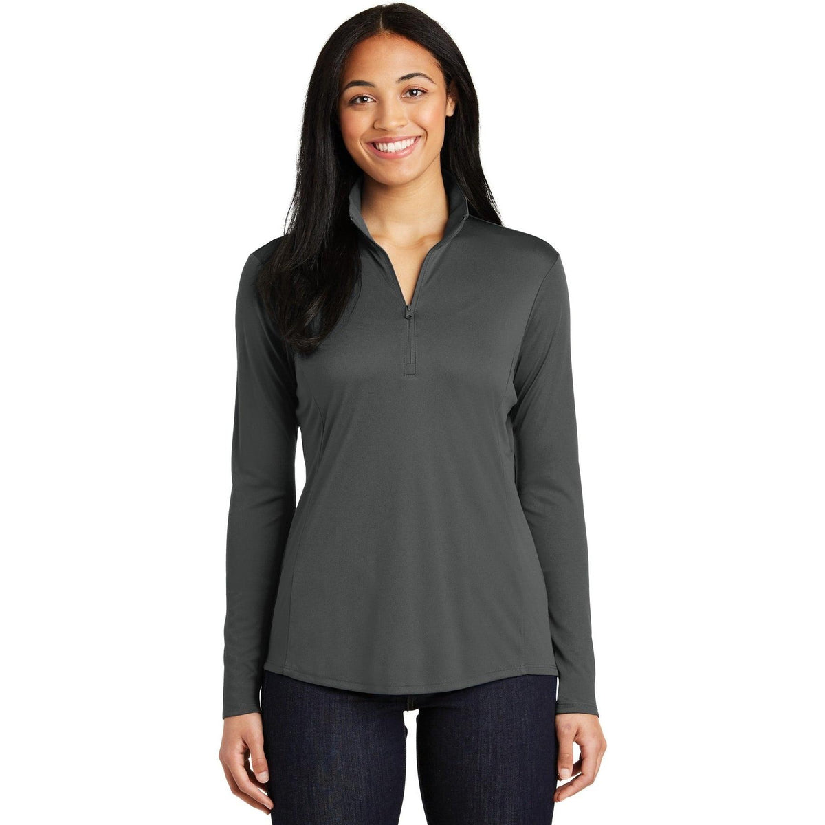 no-logo Sport-Tek Women's PosiCharge Competitor 1/4-Zip Pullover-Quarter Zips-Sport-Tek-Iron Grey-XS-Thread Logic