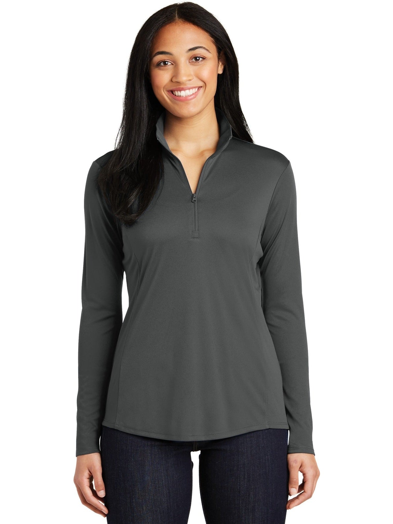  Sport-Tek Ladies PosiCharge Competitor 1/4-Zip Pullover-Regular-Sport-Tek-Iron Grey-XS-Thread Logic