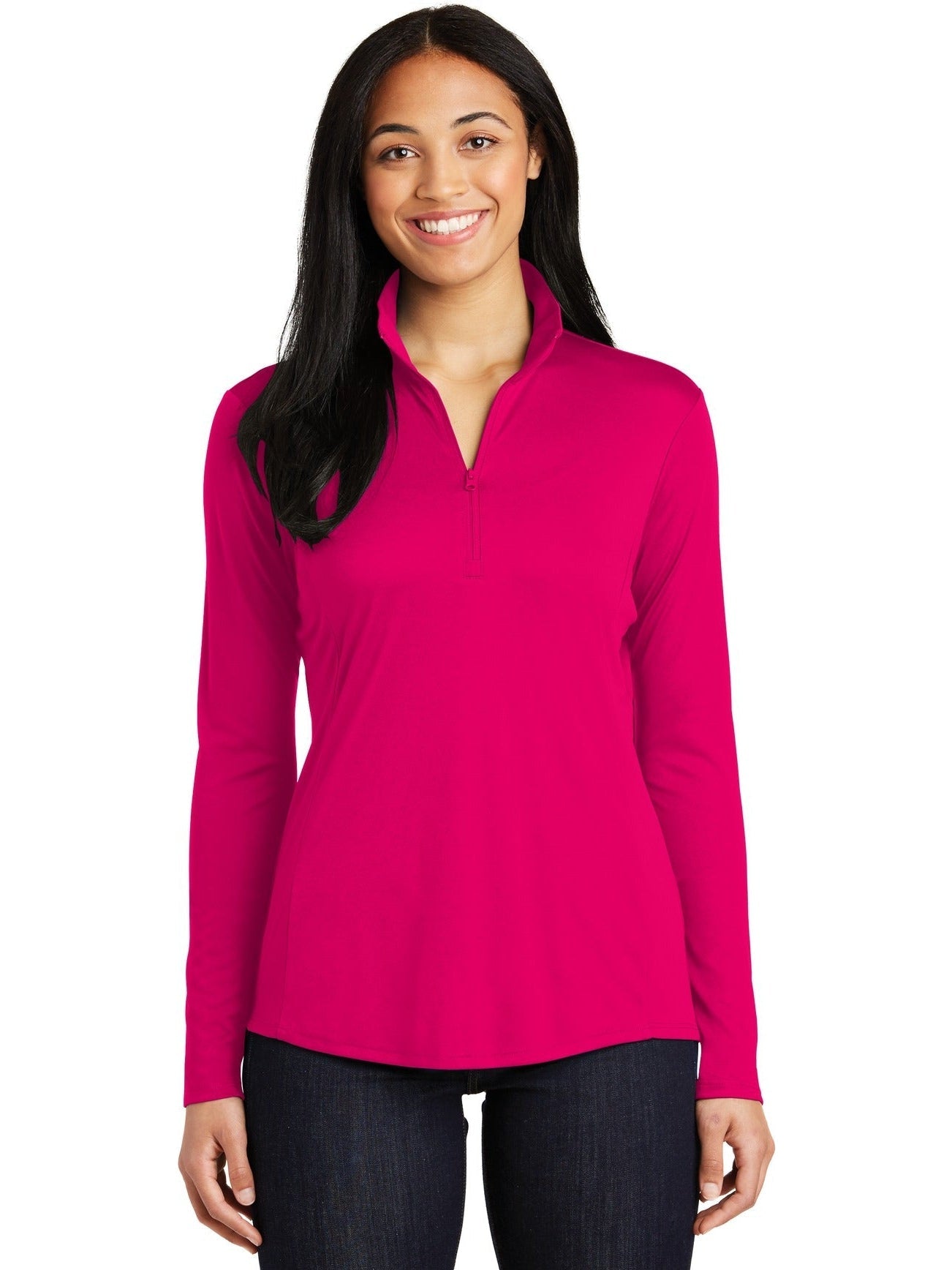  Sport-Tek Ladies PosiCharge Competitor 1/4-Zip Pullover-Regular-Sport-Tek-Pink Raspberry-XS-Thread Logic