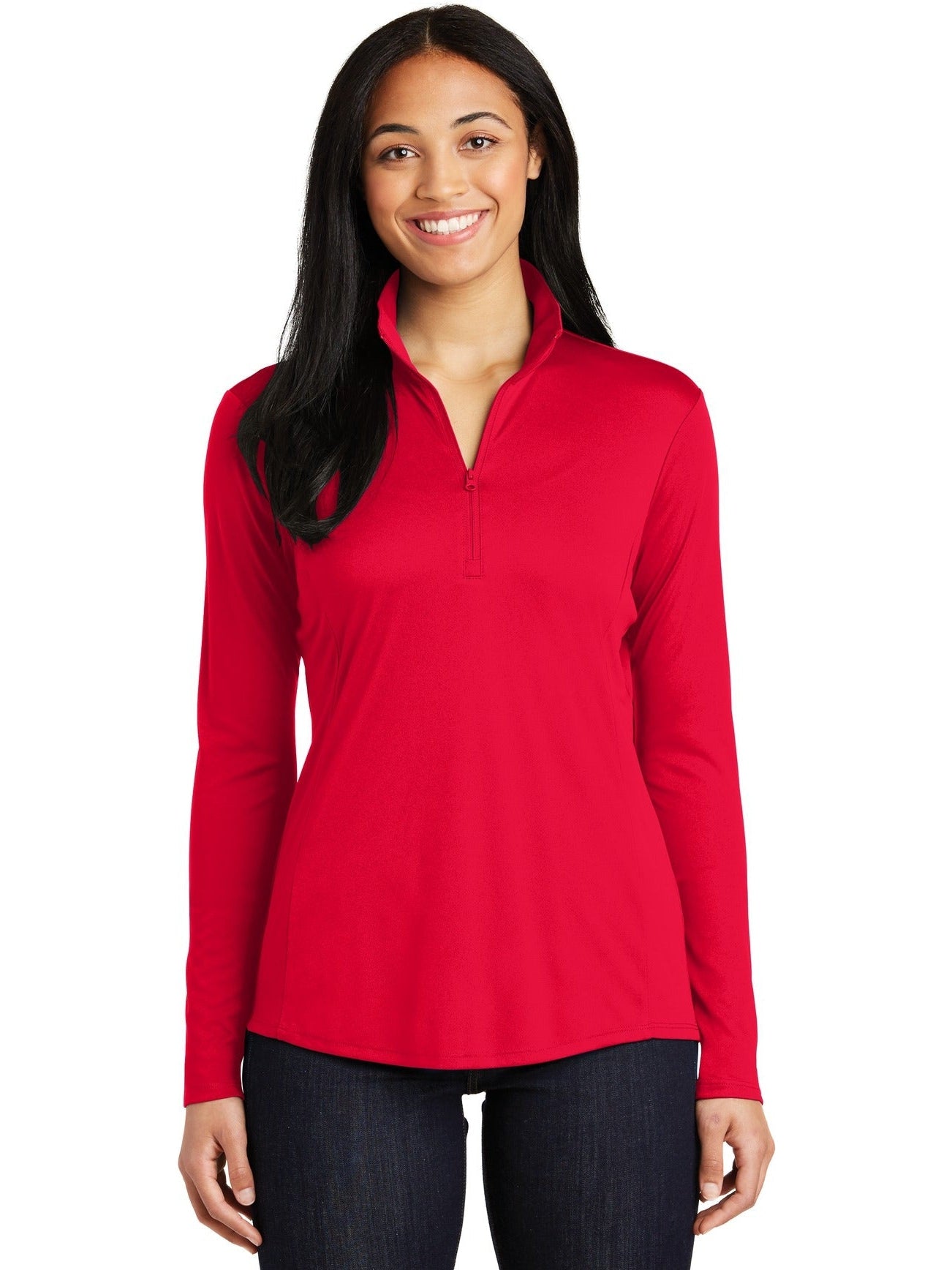 Sport-Tek Ladies PosiCharge Competitor 1/4-Zip Pullover-Regular-Sport-Tek-True Red-XS-Thread Logic