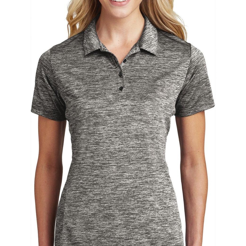 no-logo Sport-Tek Women's PosiCharge Electric Heather Polo-Regular-Sport-Tek-Black Electric-S-Thread Logic