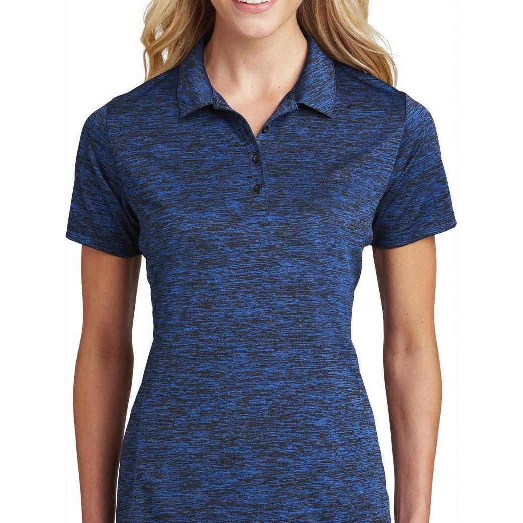 no-logo Sport-Tek Women's PosiCharge Electric Heather Polo-Regular-Sport-Tek-Dark Royal-Black Electric-S-Thread Logic