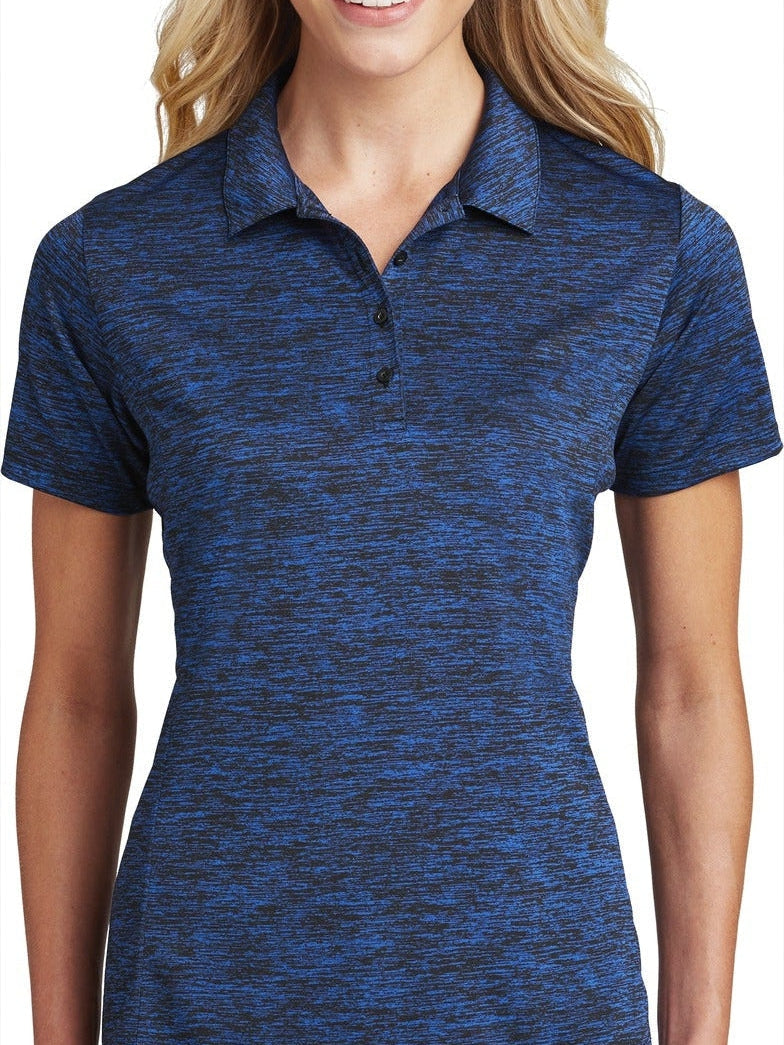 Sport-Tek Ladies PosiCharge Electric Heather Polo-Regular-Sport-Tek-Dark Royal-Black Electric-S-Thread Logic