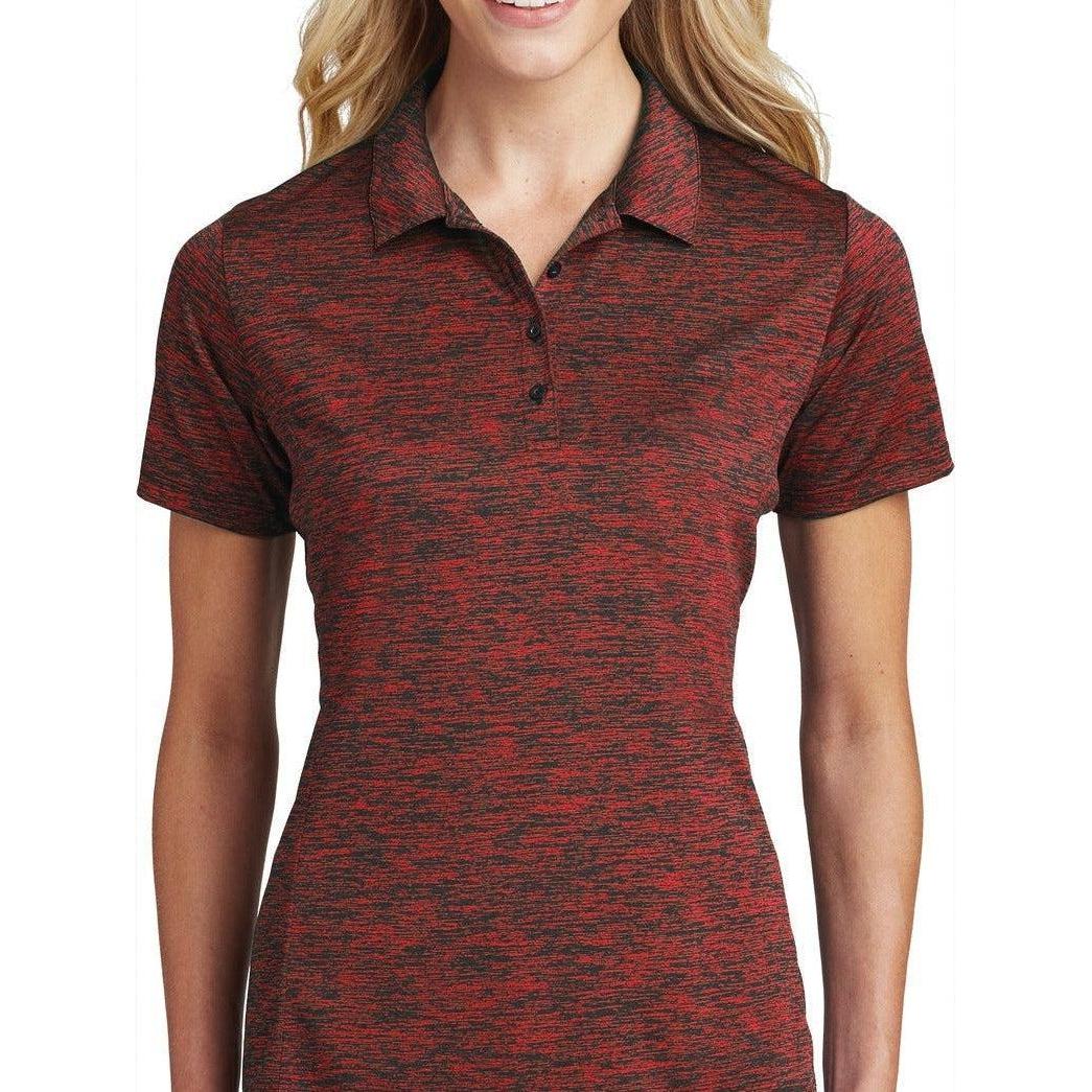 no-logo Sport-Tek Women's PosiCharge Electric Heather Polo-Regular-Sport-Tek-Deep Red/Black Electric-S-Thread Logic